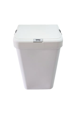 Gümüş Tekli Dokunmatik Çamaşır Sepeti Çöp Kovası Temizlik Kovası Kirli Sepet 40 Litre-mt008 Beyaz