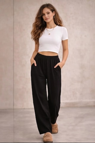 Bbbutikbasic Dökümlü Ayrobin Basic Pantolon Tr0935 siyah
