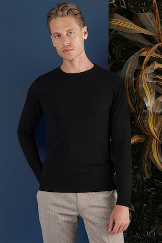 Efor Tr 858 Slim Fit Siyah Klasik Triko Siyah