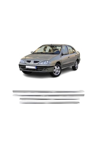 Renault Megane 1 Uyumlu 1996-2004 Krom Cam Çıtası 4 Parça Paslanmaz Çelik