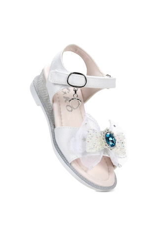 Bufly Fiyonklu Kız Çocuk Sandalet Ayakkabı Beyaz
