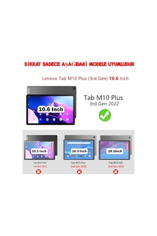 Lenovo Tab M10 Plus Tb125fu 10.61 3.nesil Zaaj0353tr Kılıf + Ekran Koruyucu Arka Kapak