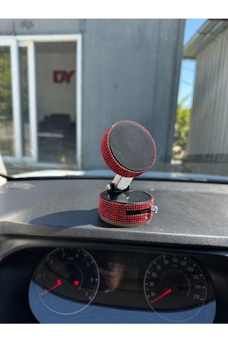 Kadınlara Özel Kristal Taşlı Kırmızı Araç Telefon Tutacağı Oto Telefon Tutucu