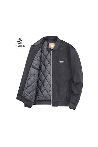 Erkek Kalınlaştırılmış Pamuk Dolgulu Ceket, Sonbahar Ve Kış Stili, Düz Renk, Rahat Ve Sıcak Erkek Pamuk Dolgulu Ceket Gri