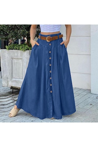 Zanzea Kadın Yaz Rahat Düz Renk Şalvar Uzun Etekler Kraliyet Mavisi