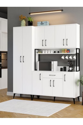 Kuzeylife Spezia Kahve Köşesi Çok Amaçlı Erzak Kiler Dolabı Beyaz
