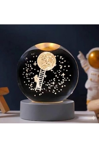 Cam Hologram Led Işıklı Küre, Sevgiliye Ve Doğum Gününe Özel Hediyelik Dekoratif Kristal Küre, Rgb Lamba Astro
