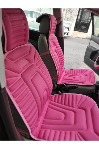 2,li Oto Koltuk Kılıfı Minder Alkantra Kumaş Pembe Renk Slikon Direksiyon Kılıfı