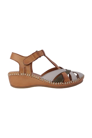 Albini Hakiki Deri Comfort Dolgu Topuk Kadın Sandalet Alb2660209y Taba