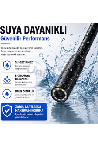 Uninet Iphone Için 10 Metre Wifi Özellikli 3 Kameralı Endoskop Yılan Kamera 1080p Hd
