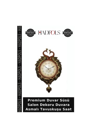Premium Duvar Süsü Salon Dekoru Duvara Asmalı Tavuskuşu Saat Diğer