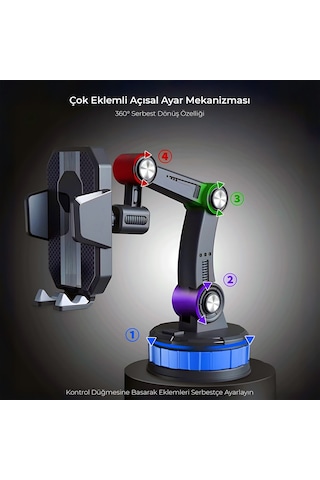 Kingma 360 Dönebilen Vakumlu Torpido Ve Cam İçin Araç Içi Telefon Tutucu -