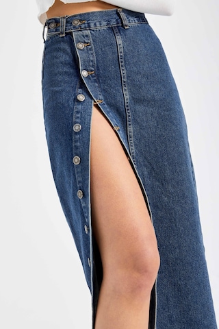 it's basic Kadın Tint Kot Rengi Tilia Önü Düğmeli Maxi Boy Denim Etek