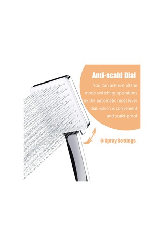 Tenfowee 1.5m Şeritli 6 Fonksiyonlu El Tutulu Duş Seti: 360 Ayarlı Braketli Baskı Artırıcı Dusch, Chrome, Duş Başlığı+braket+hortum Gümüş