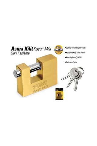 Sgs Sarı Kaplama Kayar Milli Asma Kilit 70mm Sgs1360 1 Adet