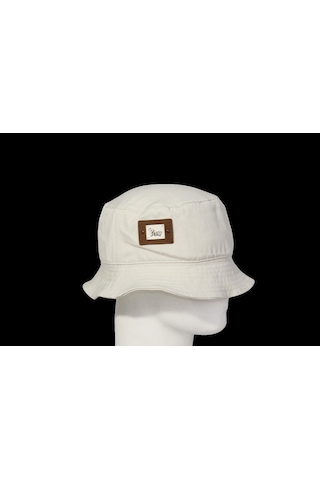 Bay Şapkacı Unisex Yama Detaylı Pamuklu Bucket Balıkçı Şapka Koleksiyonu 8980 Beyaz