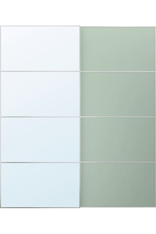 Sürgü Kapak, Açık Yeşil-aynalı Cam, 200x236 Cm Açık Ceviz