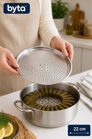 22 Cm Paslanmaz Çelik Sarma Dolma Altlığı Tencere İçi Buhar Pişirme Izgarası Delikli Aparat