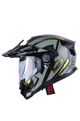 Ncr X-Cross Sarı Grafik Ece-22.06 Çene Açılır Kask Sarı Gri