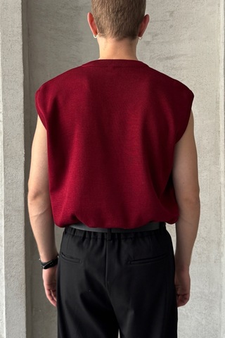 Erkek V Yaka Oversize Süveter Bordo