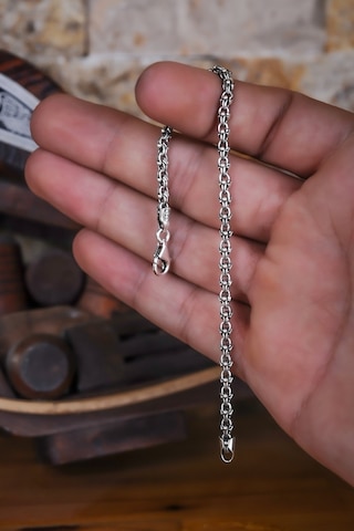 Encili Silver 925 Ayar Gümüş Detaylı Zincir Bileklik