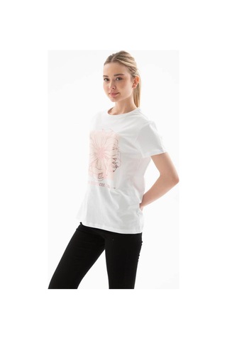 Fashion Friends Baskılı %100 Pamuklu Beyaz Kadın T-shirt 25y0152k1 Beyaz