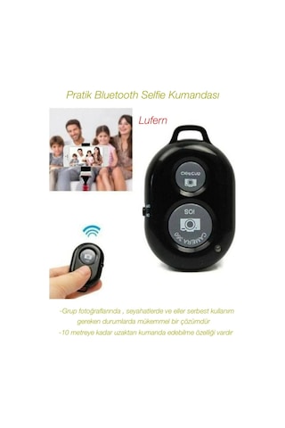Pratik Bluetooth Selfie Kumandası Uzaktan Grup Fotoğrafı Seyahat Kablosuz İos Android 10 Mt Mesafe