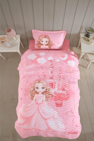 Clasy Ranforce Yatak Örtüsü Tek Kişilik Sweet Princess V1 Pudra