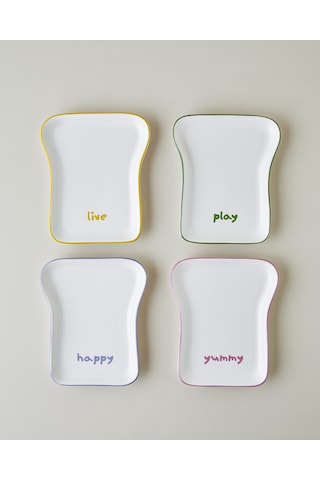 English Home Joyfull Seramik 4'lü Pasta Seti 19 Cm Renkli Çok Renkli