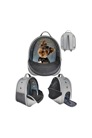 La Vista Yırtılmaz Fileli Paris Kedi, Küçük Köpek Sırt Taşıma Çantası Gri 32-26-40cm