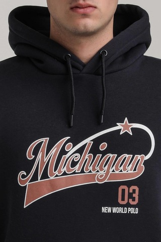 Kapüşonlu Lacivert Slim Fit Full-zip Sweatshirt 24fwm64079 Lacivert