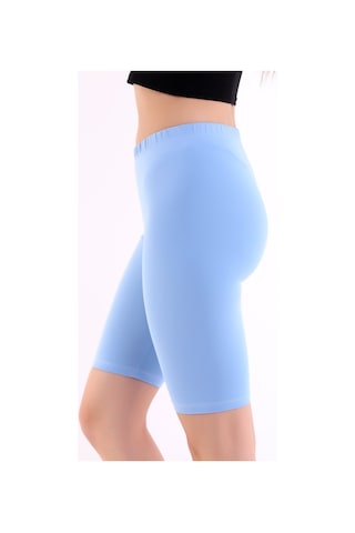 Self Clothing Kadın Boncuk Mavi Penye Kumaş Yüksek Bel Kısa Tayt Slf1295
