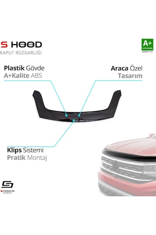 S-dizayn Peugeot Partner Tepee Abs Plastik Kaput Rüzgarlığı 2009-2015 A+kalite