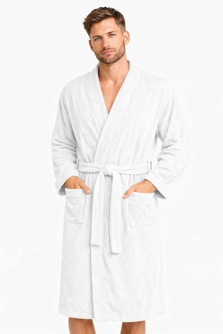 Kimono Yaka Unisex Pamuklu Tek Kişilik Bornoz Beyaz S-m