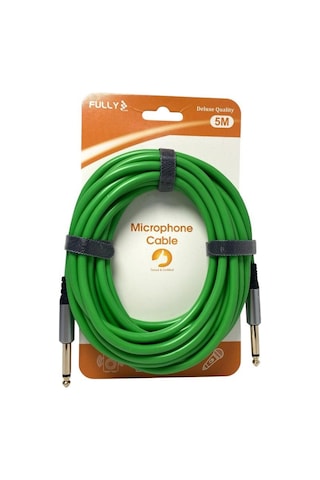 Fully 5metre 6.3mm Erkek-erkek Mono Gitar Kablo - Yeşil