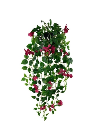 Yapay Çiçek Saksıda Fuşya Begonvil Çiçeği 9 Dallı 100cm Sarkan Çiçek