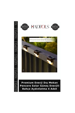 Premium Enerji Dış Mekan Pencere Solar Güneş Enerjili Bahçe Aydınlatma 4 Adet