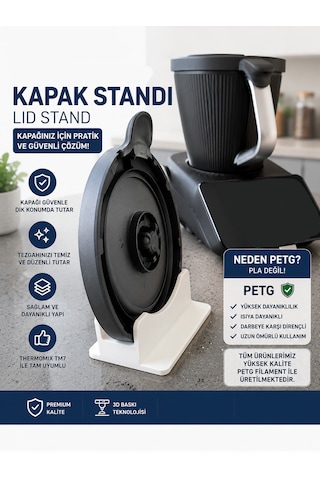 Thermomix Tm7 Uyumlu Kapak Standı Mutfak Tezgahı Düzenleyici Beyaz