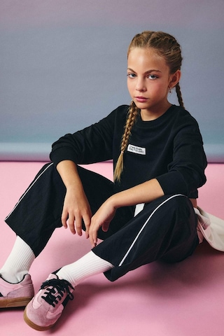 Defacto Kız Çocuk 2li Takım Relax Fit Bisiklet Yaka Baskılı Sweatshirt Atlet F2797a825aubk81 Siyah