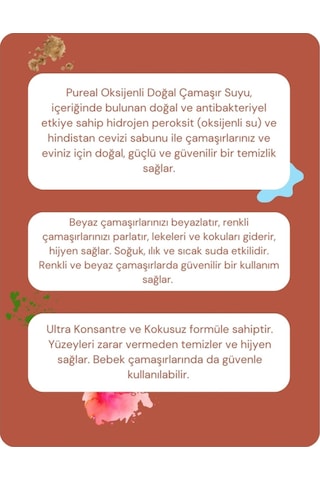 Pureal Oksijenli Doğal Çamaşır Suyu 1 Lt Tekli