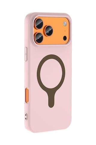 Apple iPhone Uyumlu Uyumlu 18 Pro Max Kılıf M-safe Şarj Özellikli Zore Aris Silikon Kapak Açık Pembe