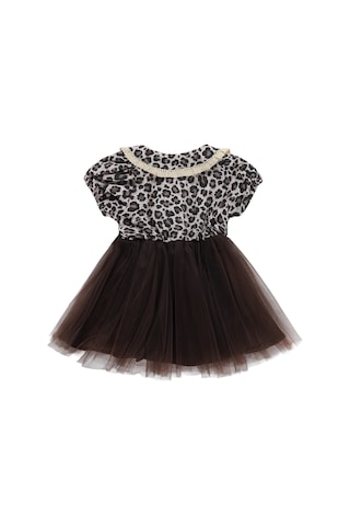 Civil Baby Leopar Empirme Kurdelalı 6-18 Ay Elbise - Kahverengi