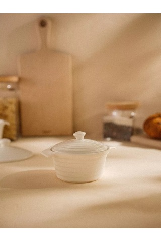 Sl Home 340 Ml Kapaklı Seramik Fırın Kabı 201313926 Beyaz