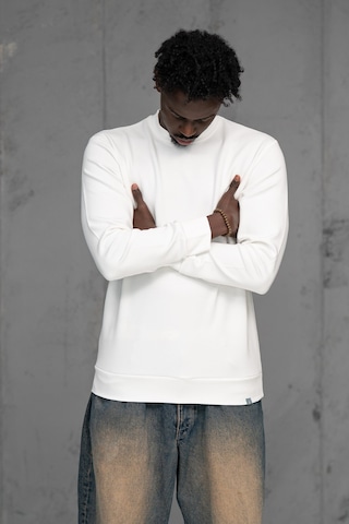 Fbı Slimfit Modal Kumaş Baharlık Sıfır Yaka Likralı Sweatshirt Beyaz