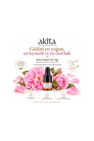 Akita Yüksek Frekans Doğal Gül Yağı Damlalıklı 1 ML