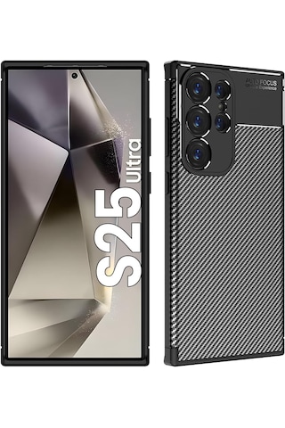 Samsung Galaxy S25 Ultra Uyumlu Kılıf Kamera Korumalı Karbon Silikon Kap