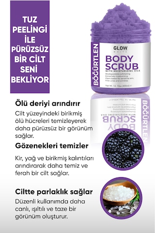 Glow Whıte Böğürtlen Body Scrub 400g Cildi Arındıran, Nemlendirici Ve Canlandırıcı Tuzlu Vücut Peelingi