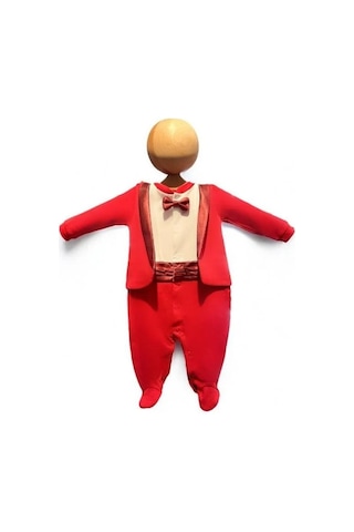 Cantoy Erkek Bebek Patikli Smokin Tulum-15336 Kırmızı