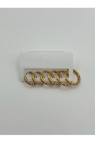 Arnes Jewelry Çelik Halka 3 Çift Set Küpe Ar456nes Gold