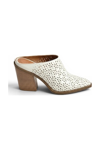 Fox Shoes Y654930703 Beyaz Hakiki Deri Western Topuklu Kadın Terlik